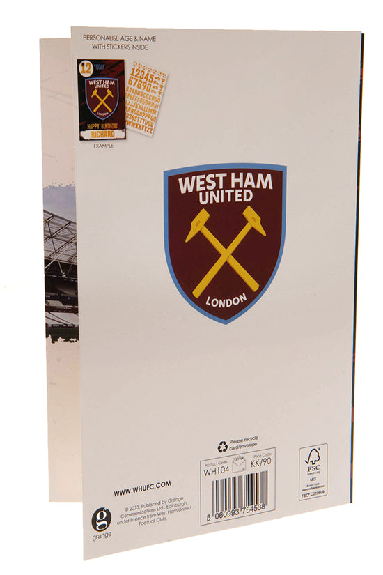 West Ham United FC Birthday Card With Stickers 5