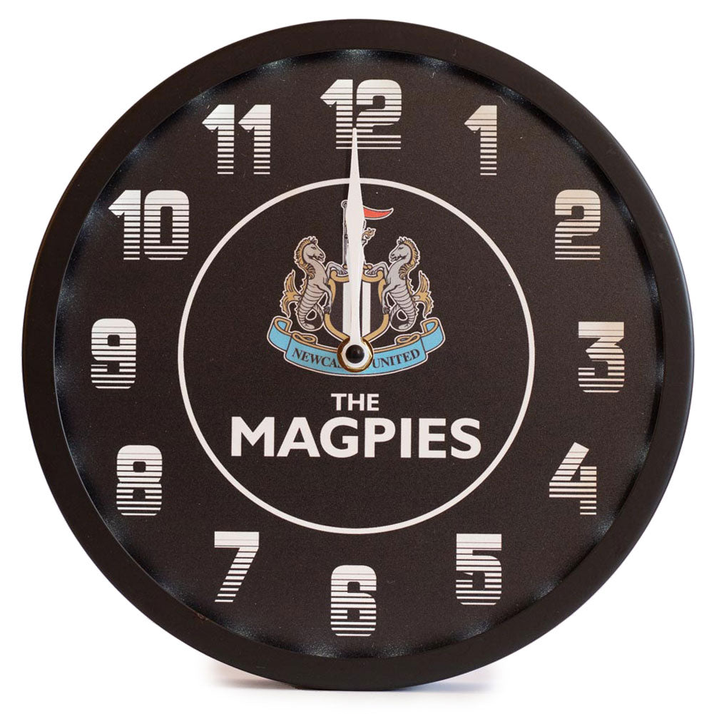 Newcastle United FC Metallic Wall Clock Black