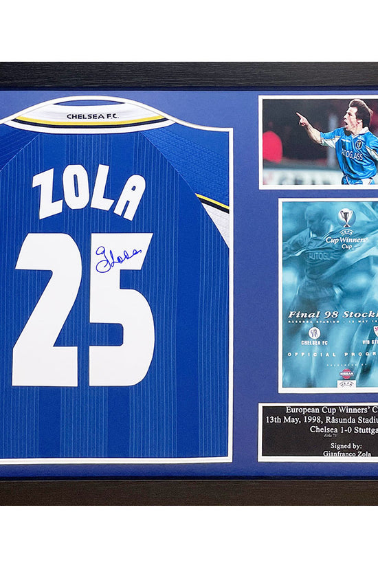 Chelsea FC 1998 Zola Signed Shirt Framed