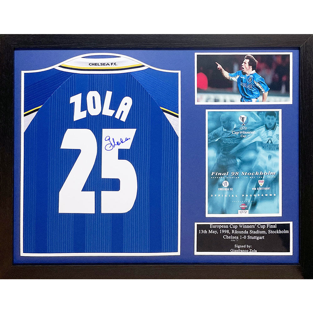 Chelsea FC 1998 Zola Signed Shirt Framed