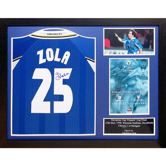 Chelsea FC 1998 Zola Signed Shirt Framed
