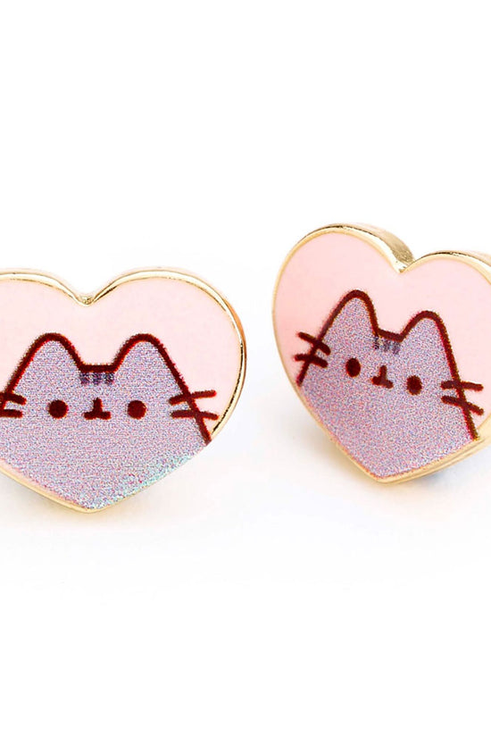 Pusheen Gold Plated Heart Earrings 1