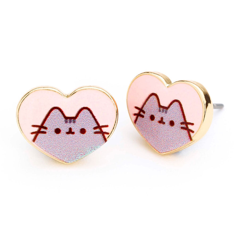 Pusheen Gold Plated Heart Earrings 1