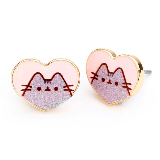 Pusheen Gold Plated Heart Earrings 1