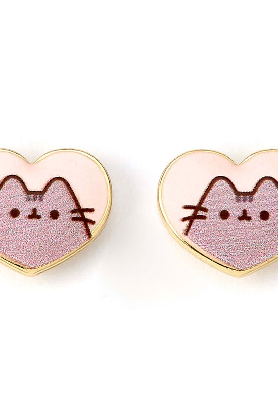 Pusheen Gold Plated Heart Earrings