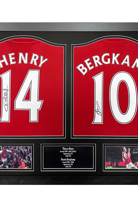 Arsenal FC Bergkamp %26 Henry Signed Shirts Dual Framed