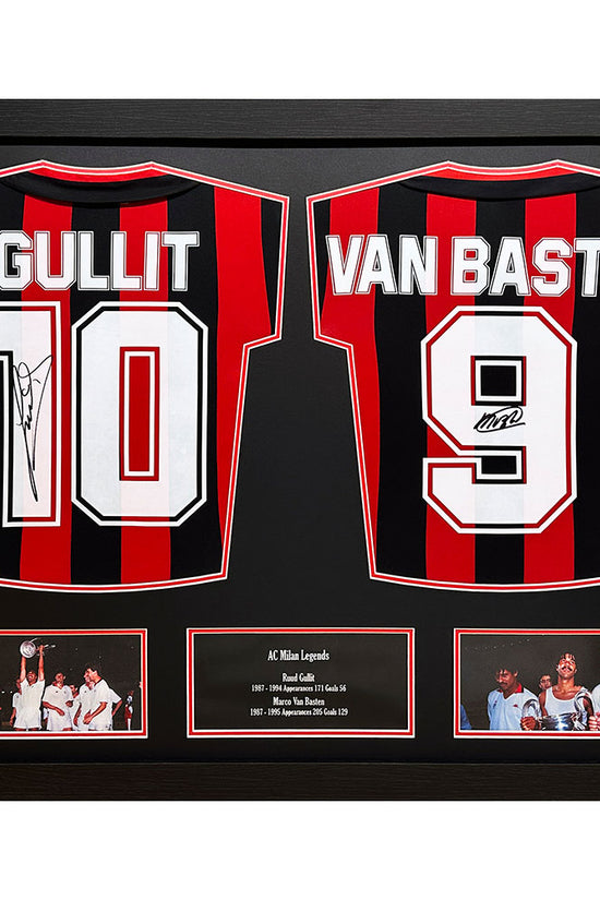 AC Milan 1988 Gullit Van Basten Signed Shirts Dual Framed
