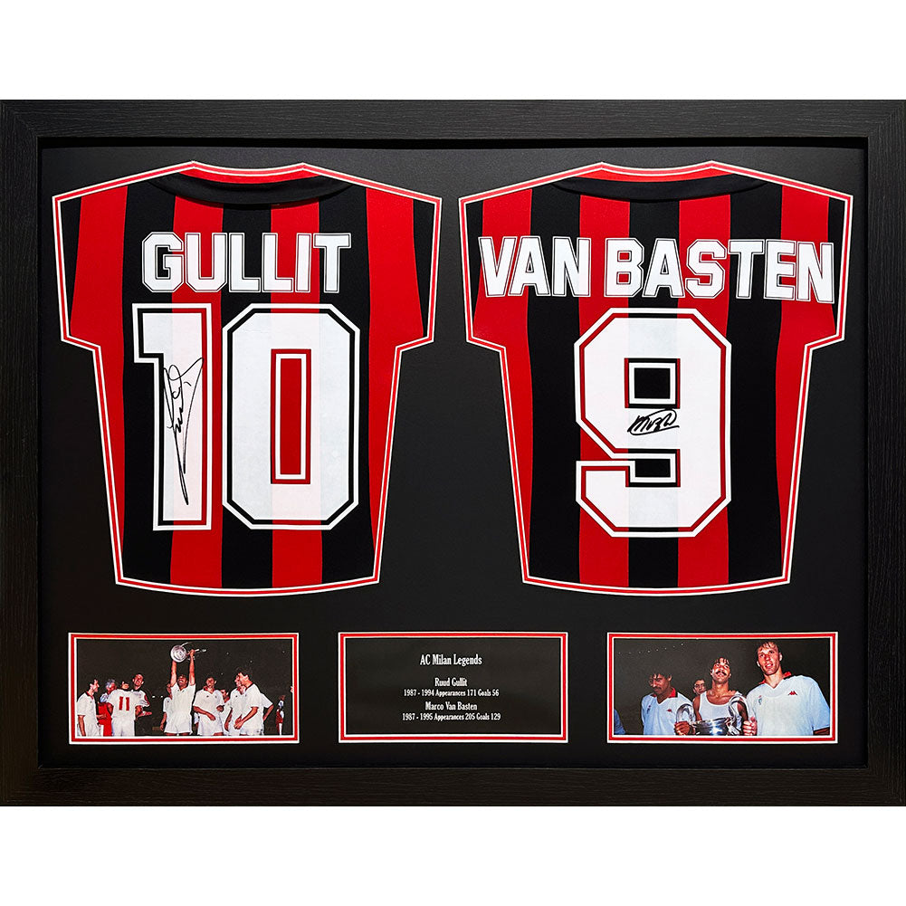AC Milan 1988 Gullit Van Basten Signed Shirts Dual Framed