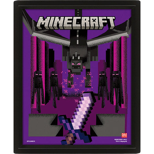 Minecraft Dragon Duel Framed 3D Picture 1