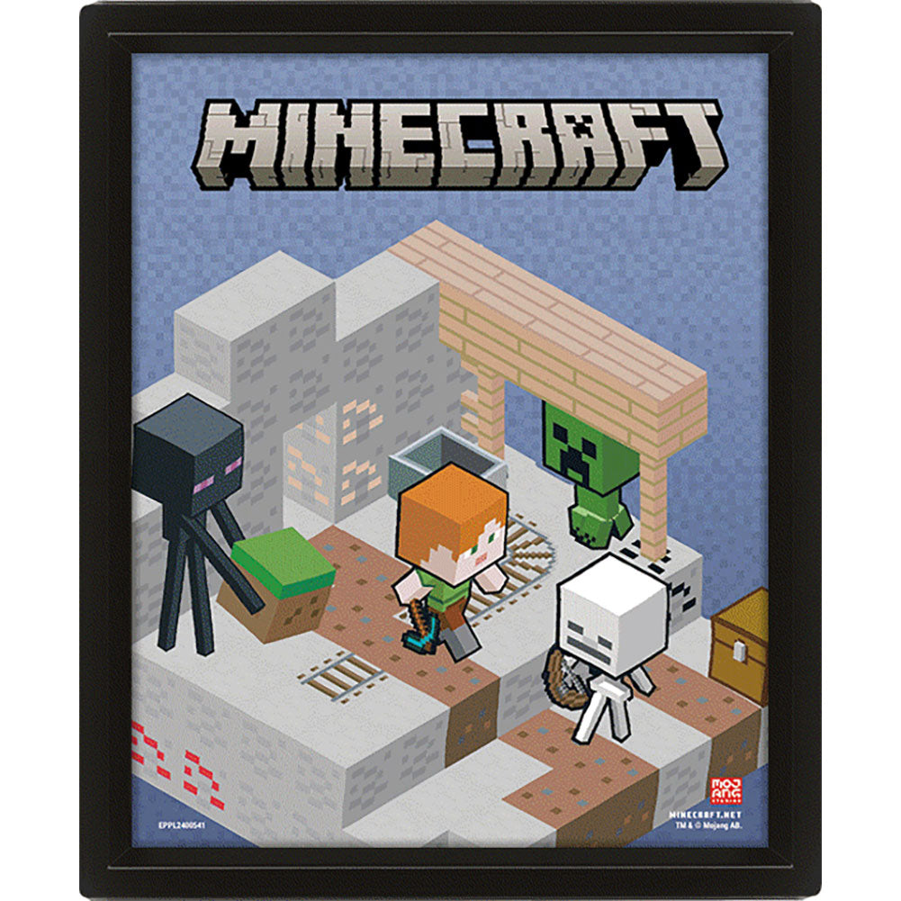 Minecraft Terrain Framed 3D Picture 1