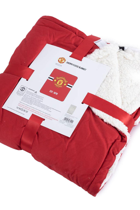 Manchester United FC Core Stripe Sherpa Fleece Blanket