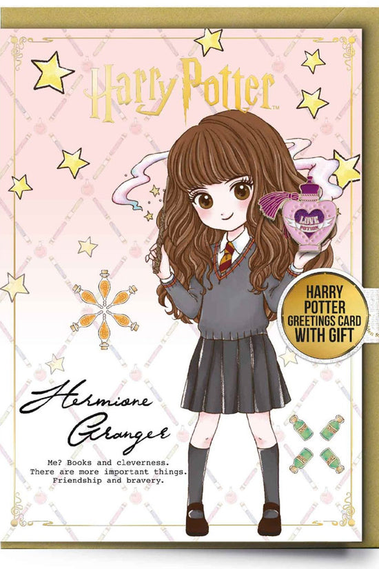 Harry Potter Hemione Greetings Card with Badge