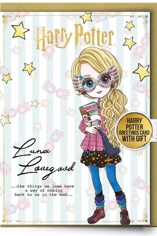 Harry Potter Luna Lovegood Greetings Card with Badge