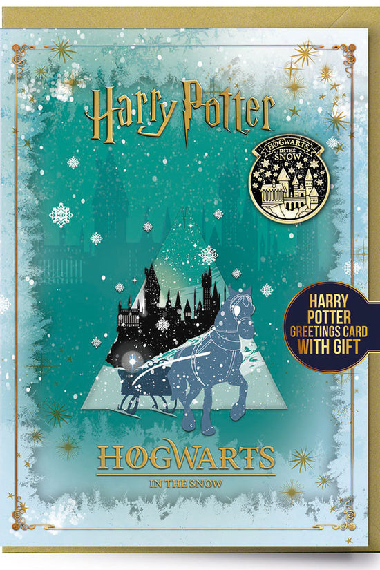 Harry Potter Hogwarts Winter Greetings Card with Badge