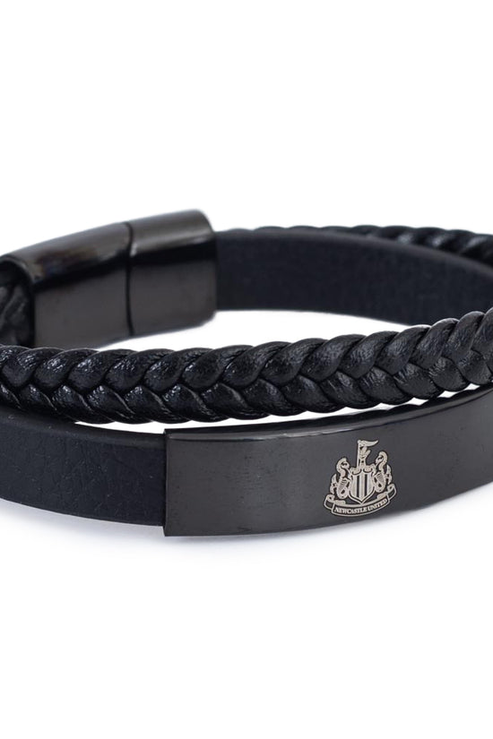 Newcastle United FC Black IP Leather Bracelet