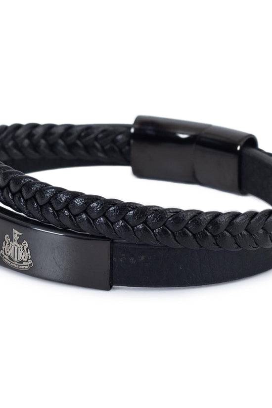 Newcastle United FC Black IP Leather Bracelet