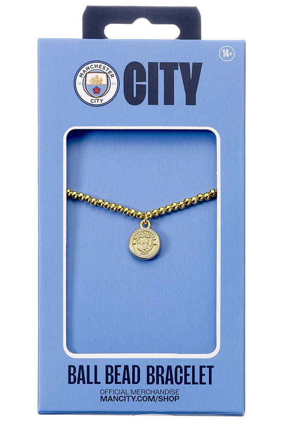 Manchester City FC Gold Finish Bead Bracelet