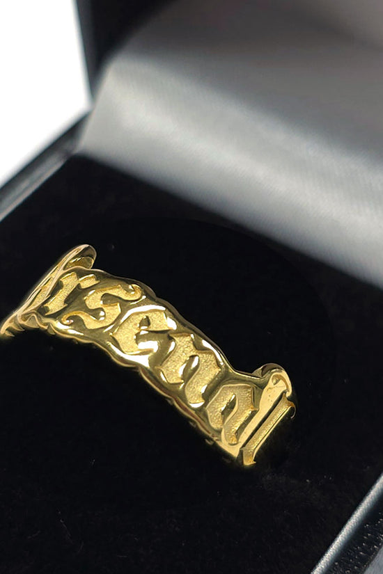 Arsenal FC 18ct Gold Plated on Silver Text Ring - R