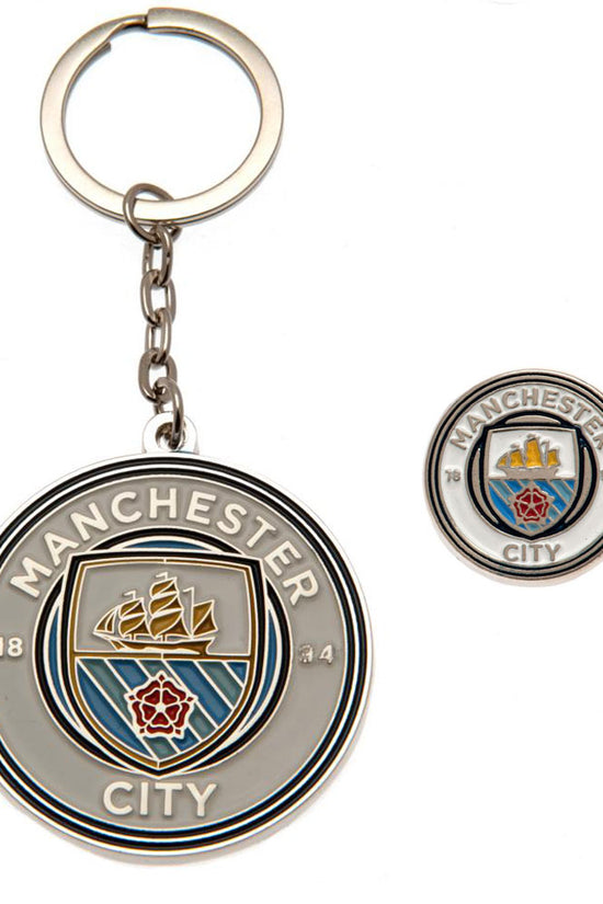 Manchester City FC Keyring & Badge Set