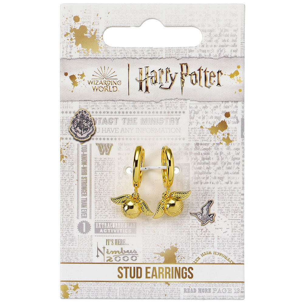 Harry Potter Gold Plated Golden Snitch Hoop Earrings 1
