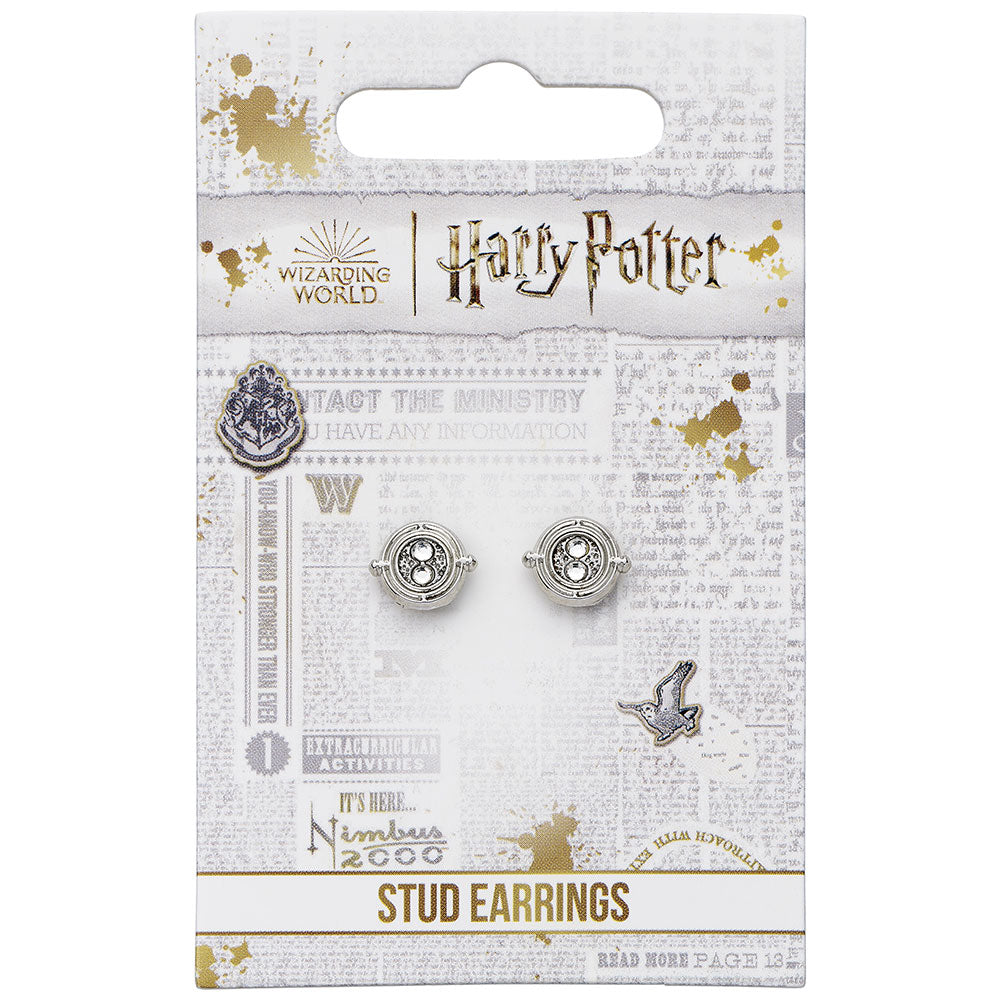 Harry Potter Silver Plated Time Turner Stud Earrings 1