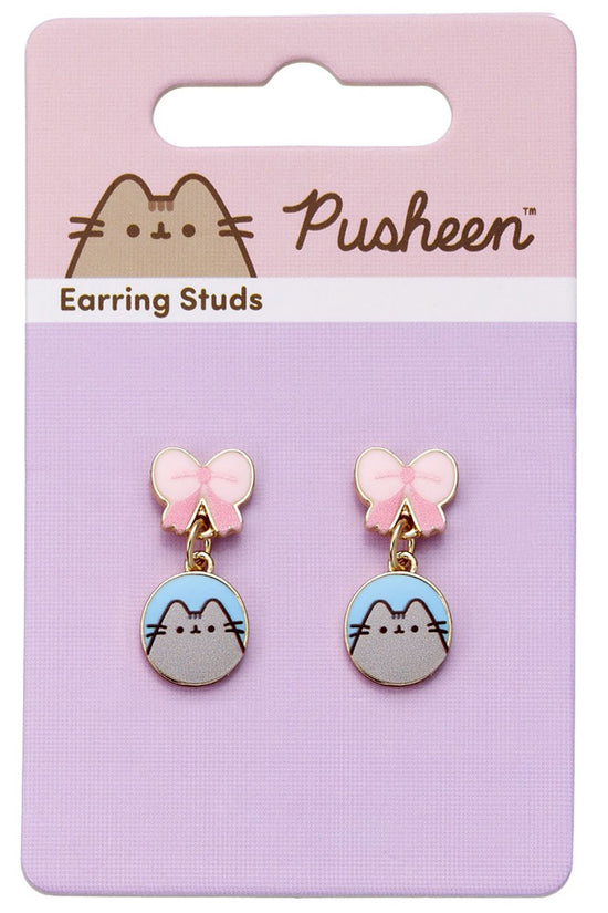 Pusheen Gold Plated Bow Drop Earrings 2