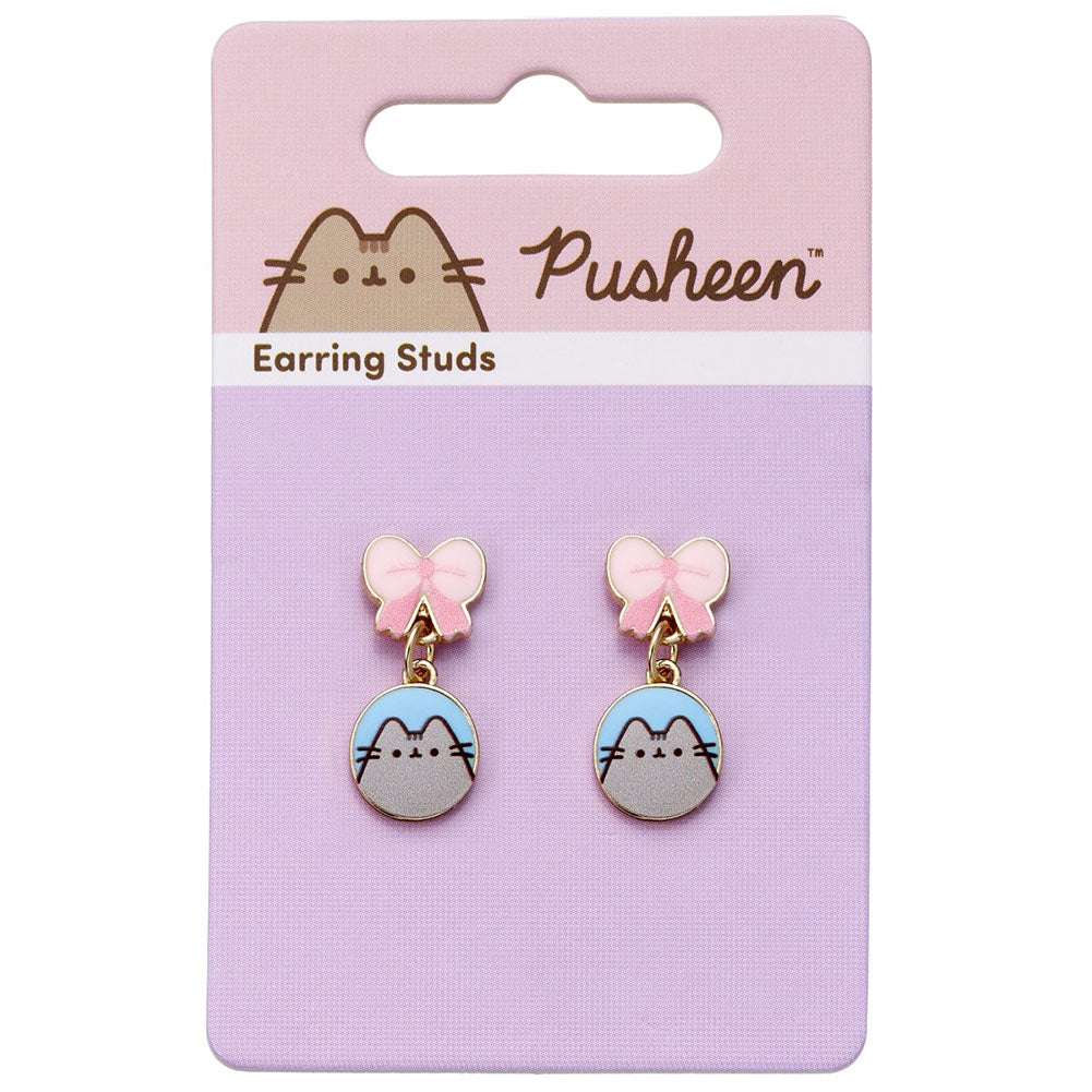 Pusheen Gold Plated Bow Drop Earrings 2