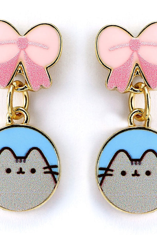 Pusheen Gold Plated Bow Drop Earrings