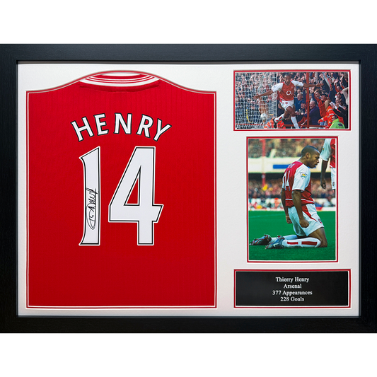 Arsenal FC Henry Centenary Retro Signed Shirt Framed