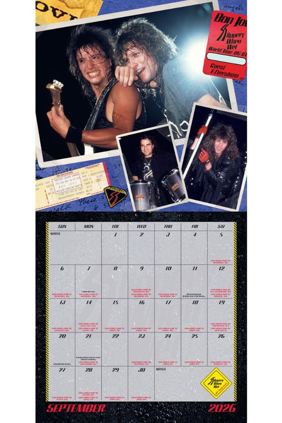 Bon Jovi Square Calendar 2026