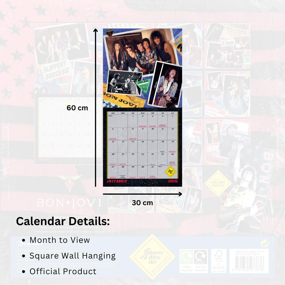 Bon Jovi Square Calendar 2026
