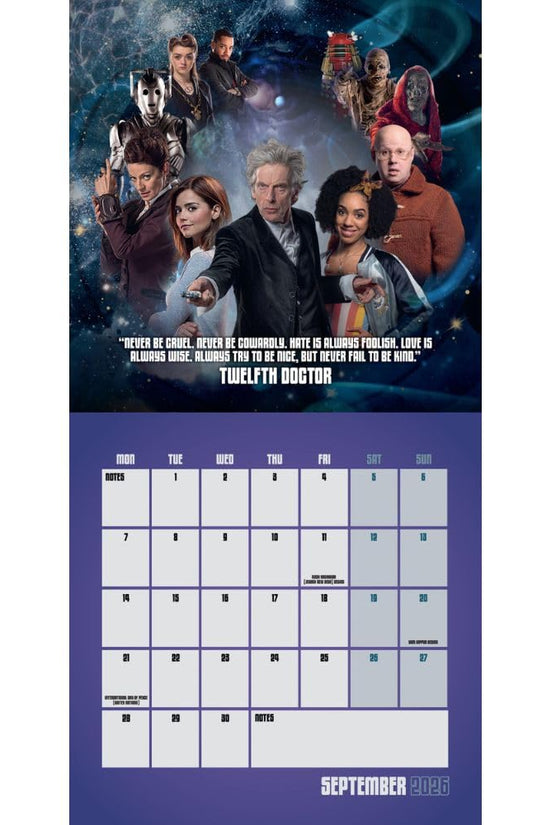 Doctor Who Classic Edition Square Calendar 2026