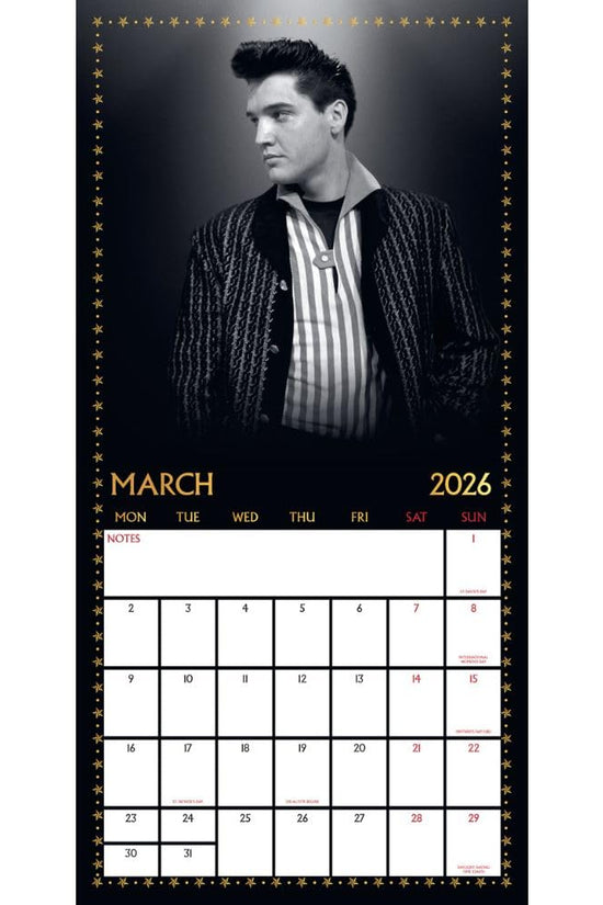 Elvis Presley Square Calendar 2026