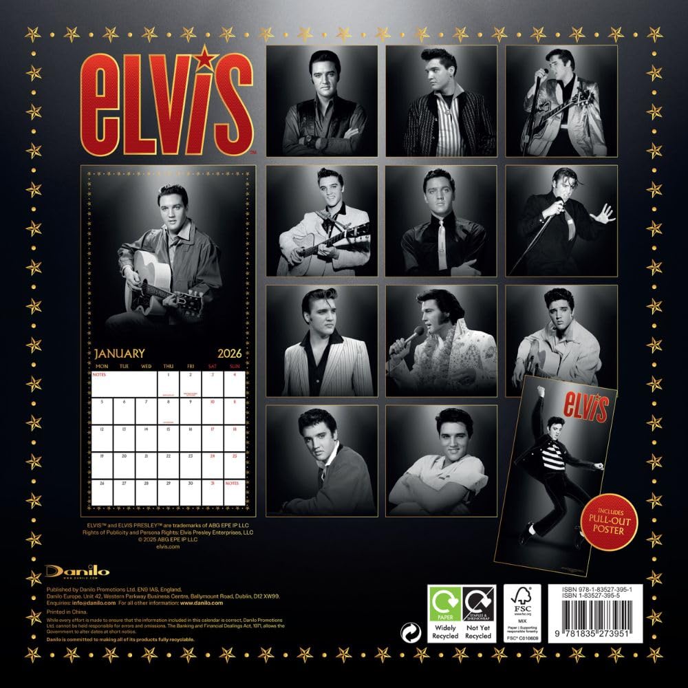 Elvis Presley Square Calendar 2026