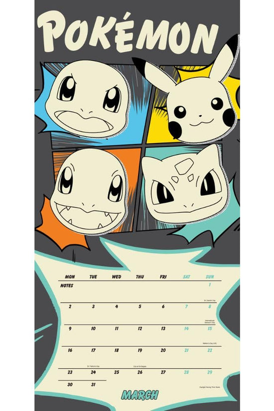 Pokemon Square Calendar 2026