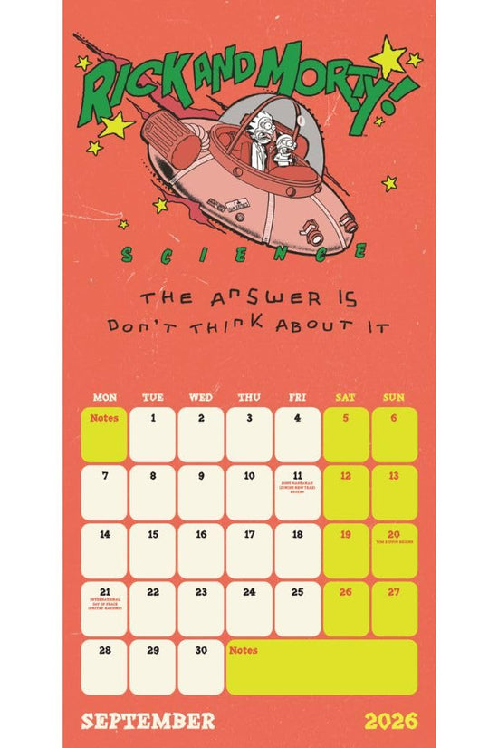 Rick And Morty Square Calendar 2026