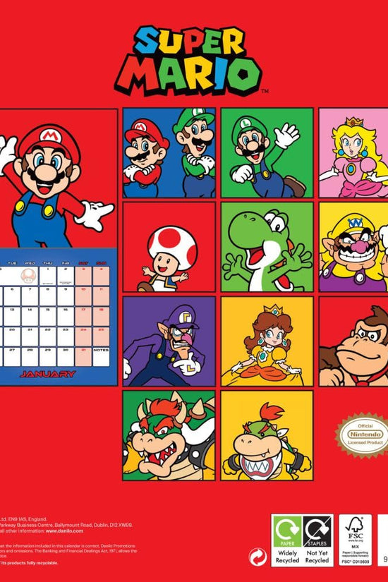 Super Mario Square Calendar 2026