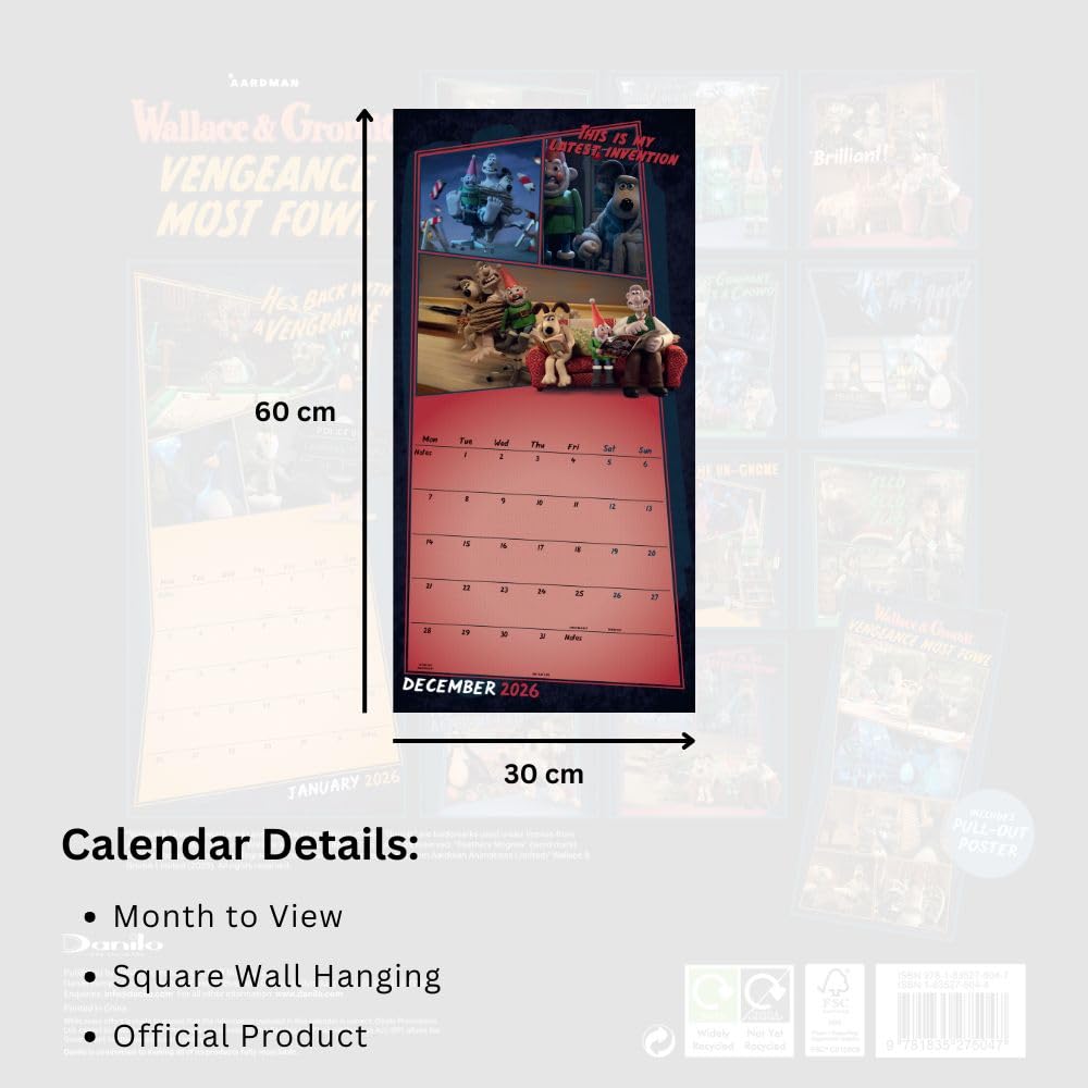 Wallace & Gromit Square Calendar 2026