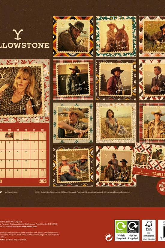 Yellowstone Square Calendar 2026