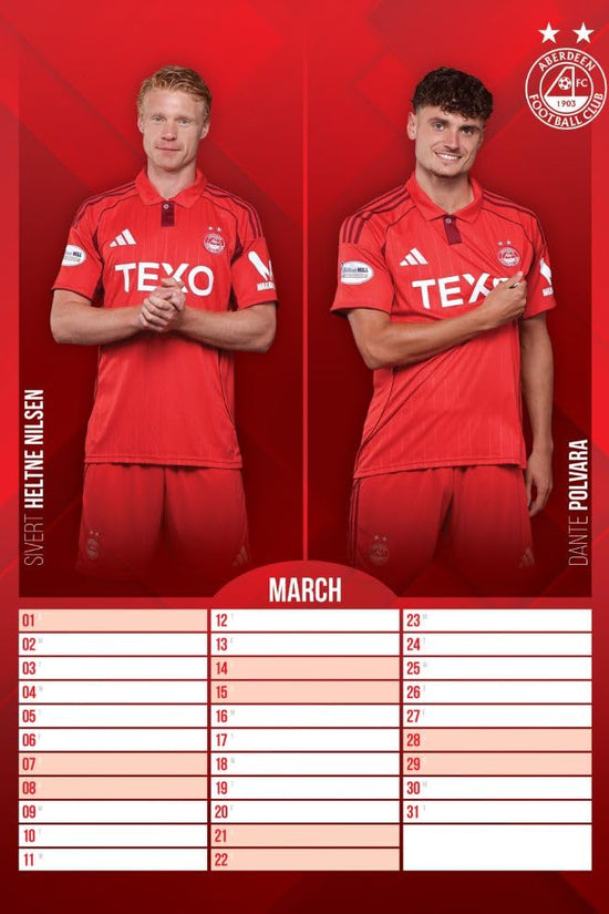 Aberdeen FC A3 Calendar 2026