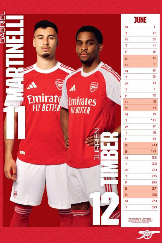 Arsenal FC A3 Calendar 2026