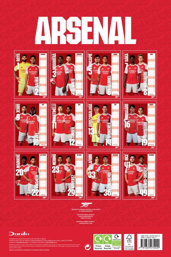 Arsenal FC A3 Calendar 2026