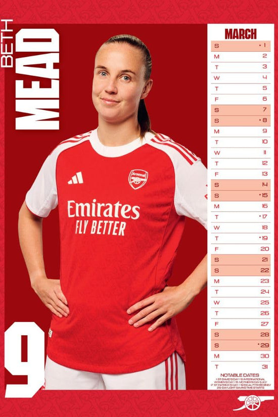 Arsenal WFC A3 Calendar 2026