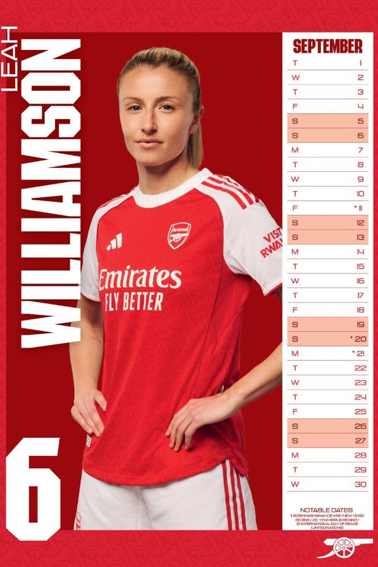 Arsenal WFC A3 Calendar 2026