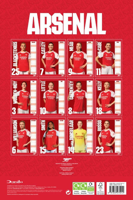 Arsenal WFC A3 Calendar 2026