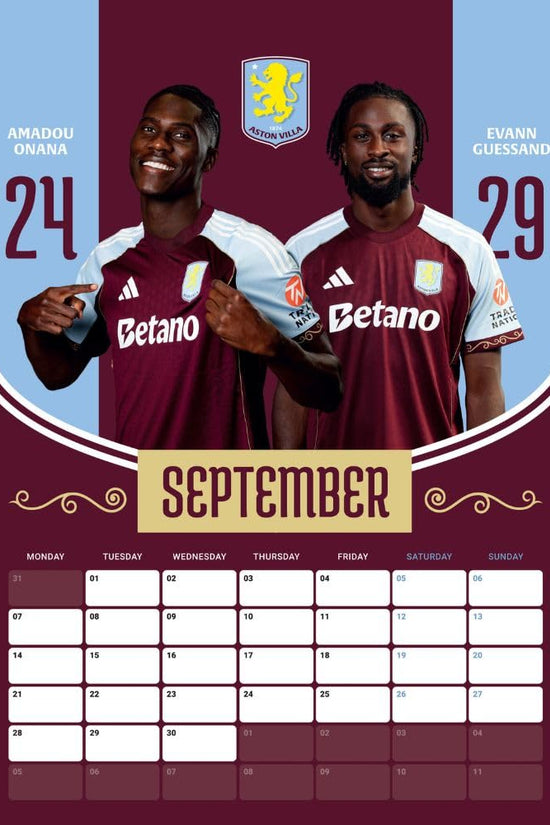 Aston Villa FC A3 Calendar 2026