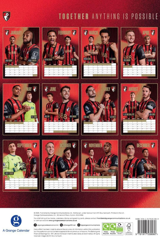 AFC Bournemouth A3 Calendar 2026