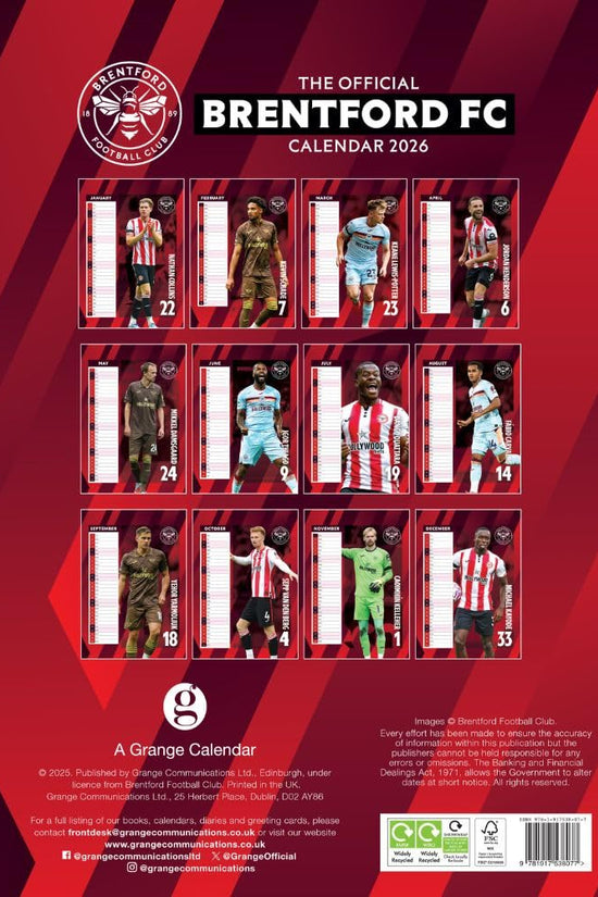 Brentford FC A3 Calendar 2026