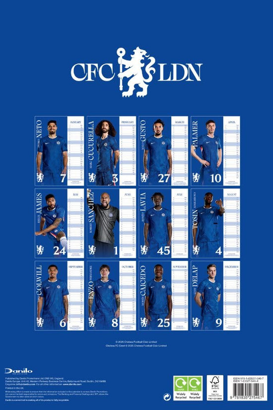 Chelsea FC A3 Calendar 2026