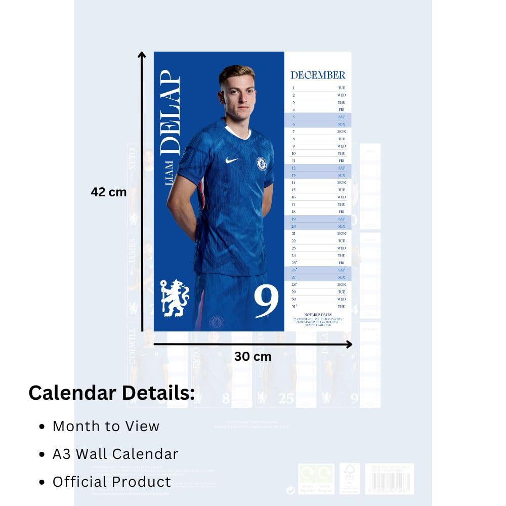 Chelsea FC A3 Calendar 2026